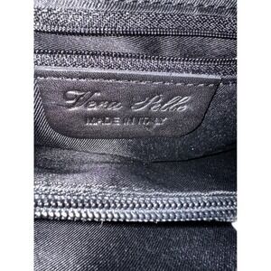 Vera Pelle Woven Leather Chain Strap Shoulder Handbag Made in Italy Black